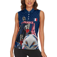 Personalized France Football Knight Women Sleeveless Polo Shirt Medieval Knight Soccer Concept With Eiffel Tower