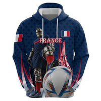 Personalized France Football Knight Zip Hoodie Medieval Knight Soccer Concept With Eiffel Tower