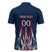 Personalized France Football Knight Zipper Polo Shirt Medieval Knight Soccer Concept With Eiffel Tower