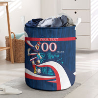 Personalized France Gallic Rooster Football Laundry Basket Rooster Mascot French Culture Doodle