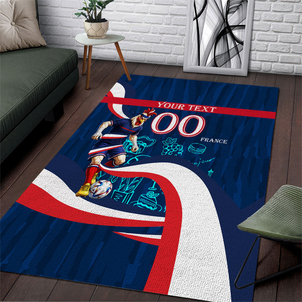 Personalized France Gallic Rooster Football Area Rug Rooster Mascot French Culture Doodle