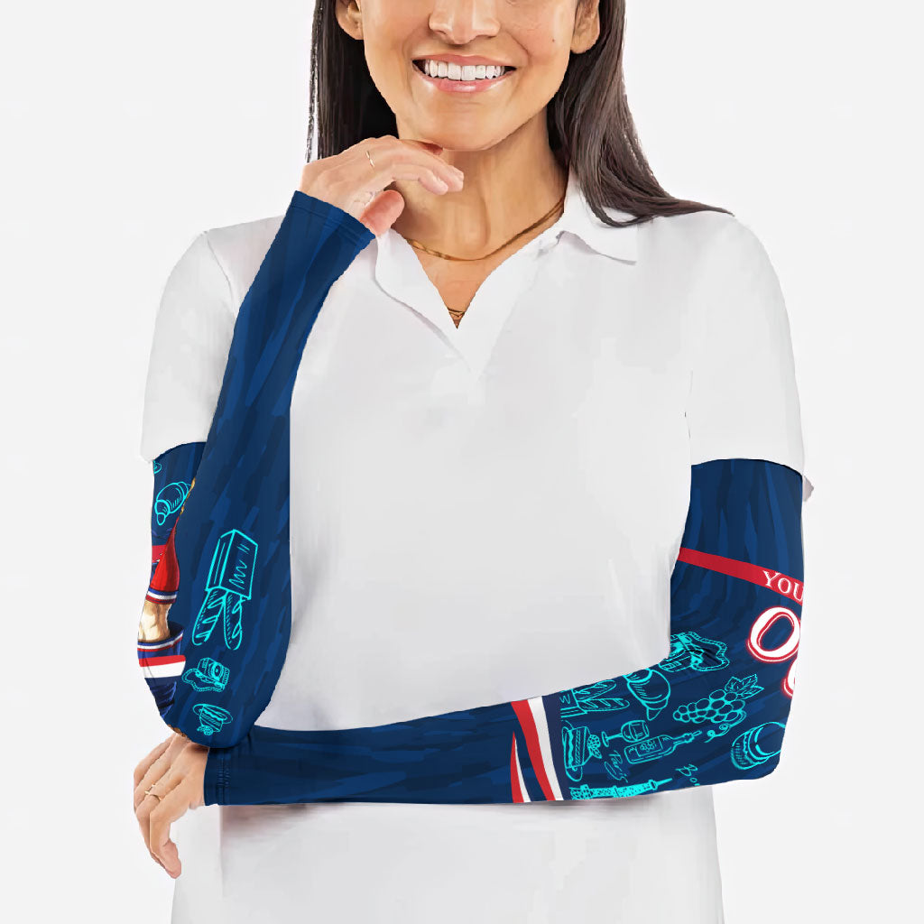 Personalized France Gallic Rooster Football Arm Sleeves Rooster Mascot French Culture Doodle