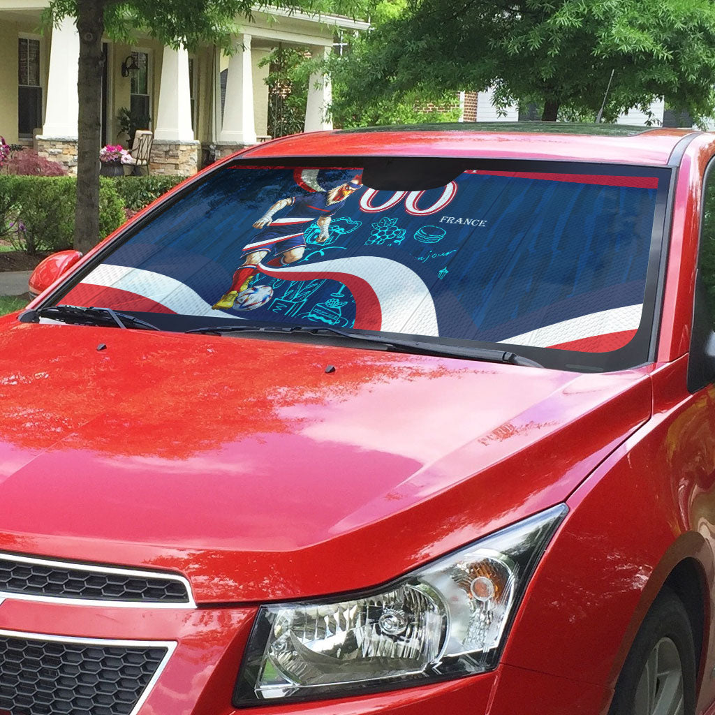 Personalized France Gallic Rooster Football Auto Sun Shade Rooster Mascot French Culture Doodle