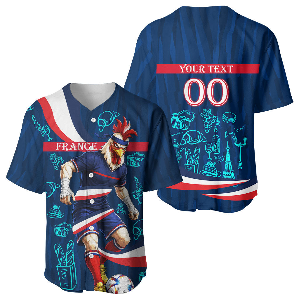 Personalized France Gallic Rooster Football Baseball Jersey Rooster Mascot French Culture Doodle