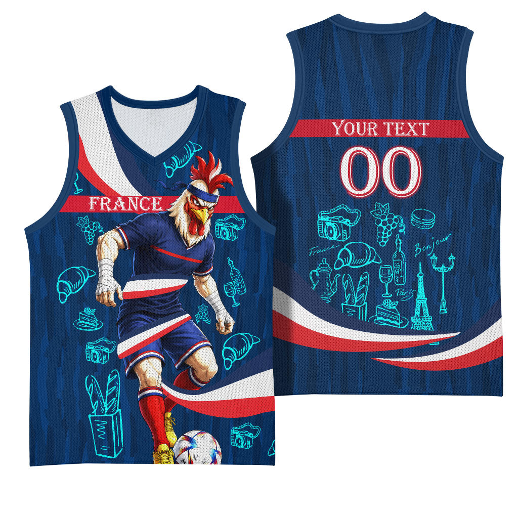 Personalized France Gallic Rooster Football Basketball Jersey Rooster Mascot French Culture Doodle