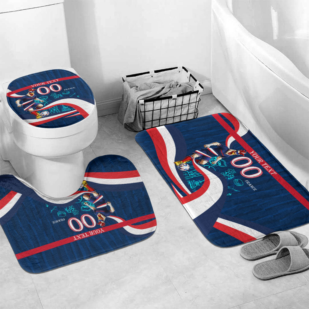 Personalized France Gallic Rooster Football Bathroom Set Rooster Mascot French Culture Doodle
