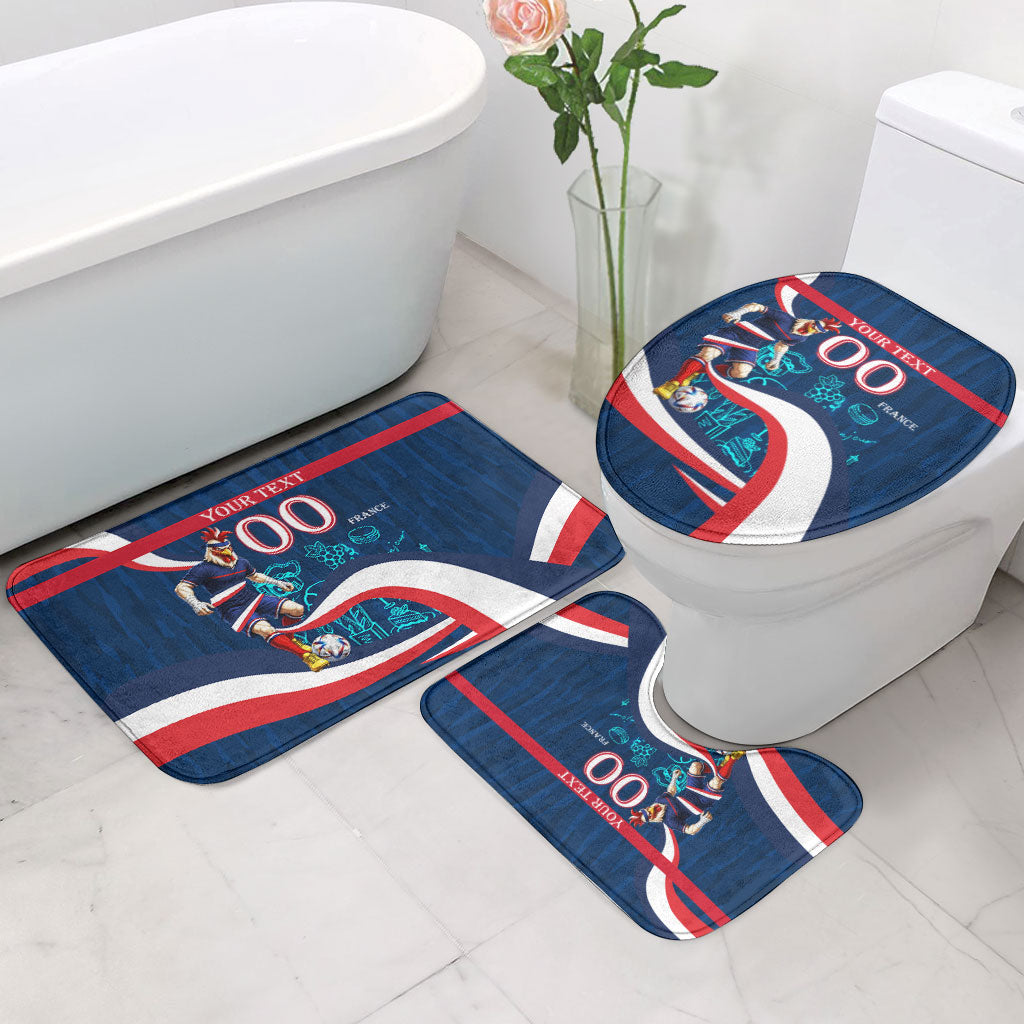 Personalized France Gallic Rooster Football Bathroom Set Rooster Mascot French Culture Doodle