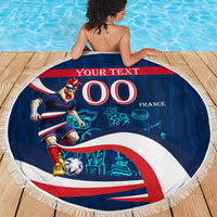 Personalized France Gallic Rooster Football Beach Blanket Rooster Mascot French Culture Doodle
