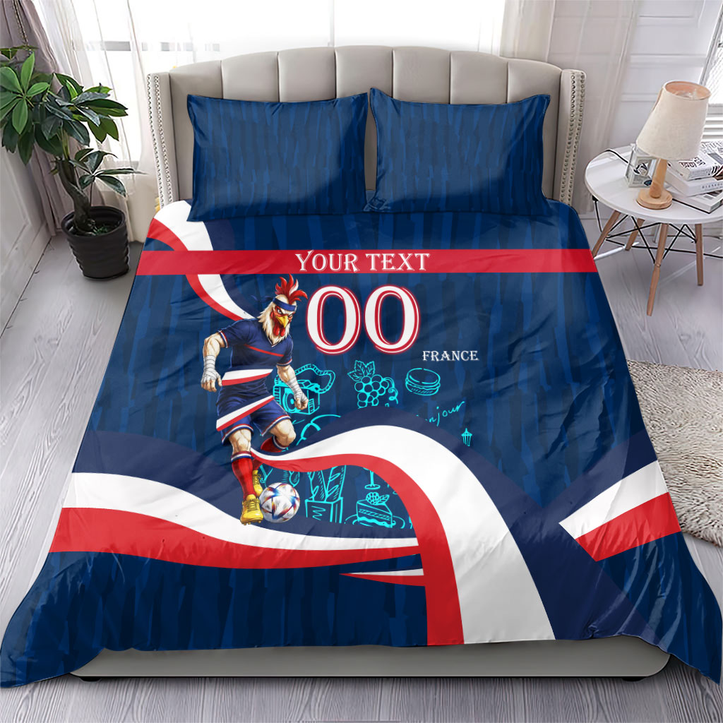 Personalized France Gallic Rooster Football Bedding Set Rooster Mascot French Culture Doodle