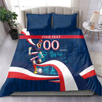 Personalized France Gallic Rooster Football Bedding Set Rooster Mascot French Culture Doodle