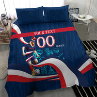 Personalized France Gallic Rooster Football Bedding Set Rooster Mascot French Culture Doodle