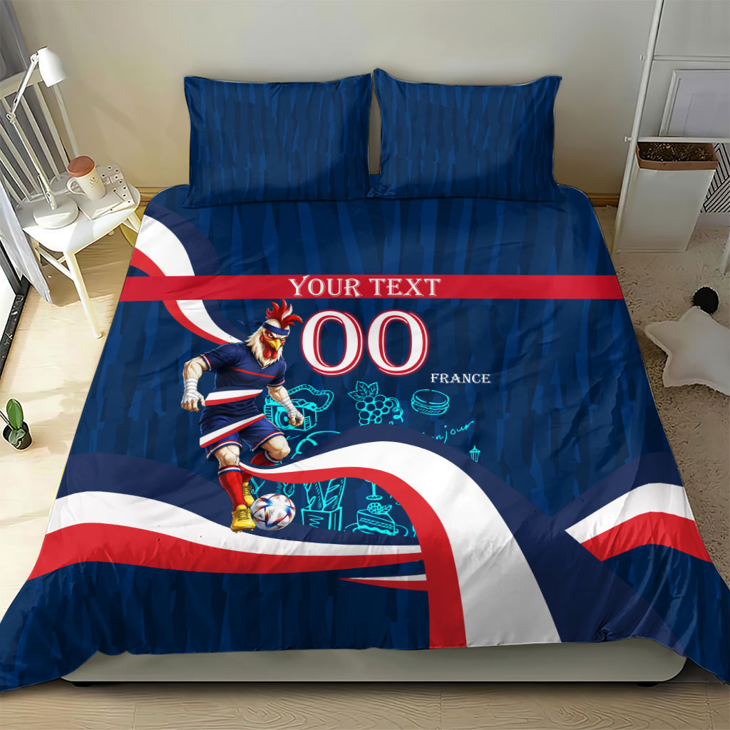 Personalized France Gallic Rooster Football Bedding Set Rooster Mascot French Culture Doodle
