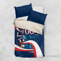 Personalized France Gallic Rooster Football Bedding Set Rooster Mascot French Culture Doodle