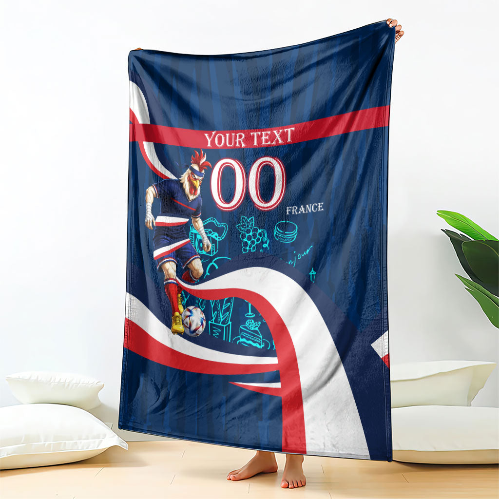 Personalized France Gallic Rooster Football Blanket Rooster Mascot French Culture Doodle