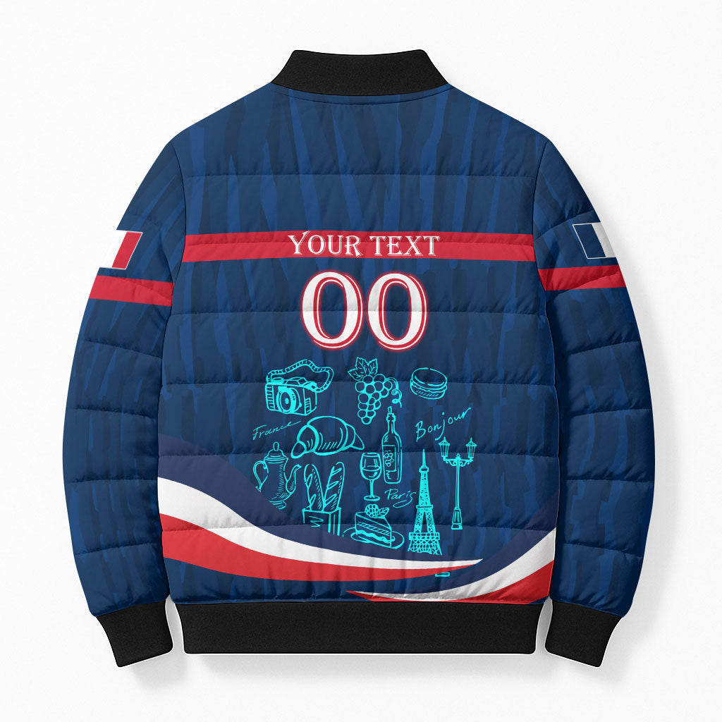 Personalized France Gallic Rooster Football Bomber Puffer Jacket Rooster Mascot French Culture Doodle