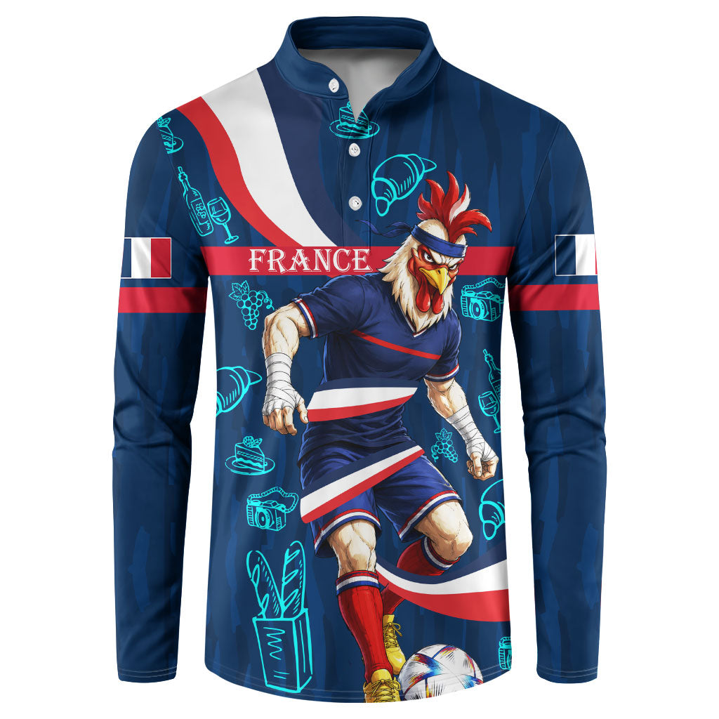 Personalized France Gallic Rooster Football Button Sweatshirt Rooster Mascot French Culture Doodle