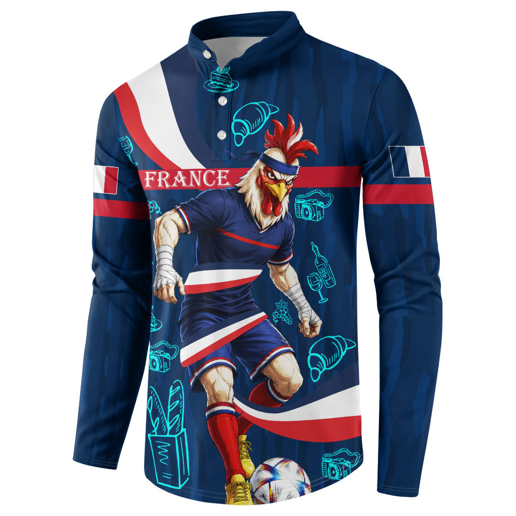 Personalized France Gallic Rooster Football Button Sweatshirt Rooster Mascot French Culture Doodle