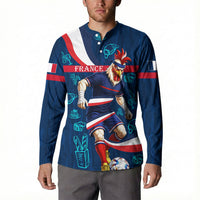 Personalized France Gallic Rooster Football Button Sweatshirt Rooster Mascot French Culture Doodle