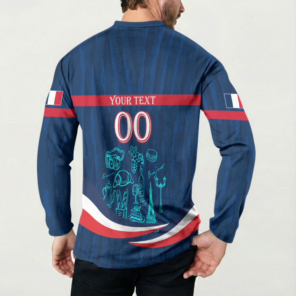 Personalized France Gallic Rooster Football Button Sweatshirt Rooster Mascot French Culture Doodle