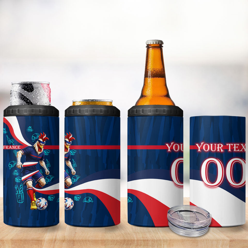 Personalized France Gallic Rooster Football 4 in 1 Can Cooler Tumbler Rooster Mascot French Culture Doodle