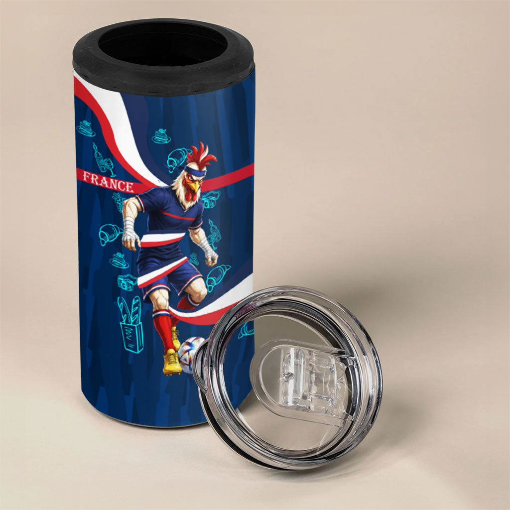 Personalized France Gallic Rooster Football 4 in 1 Can Cooler Tumbler Rooster Mascot French Culture Doodle