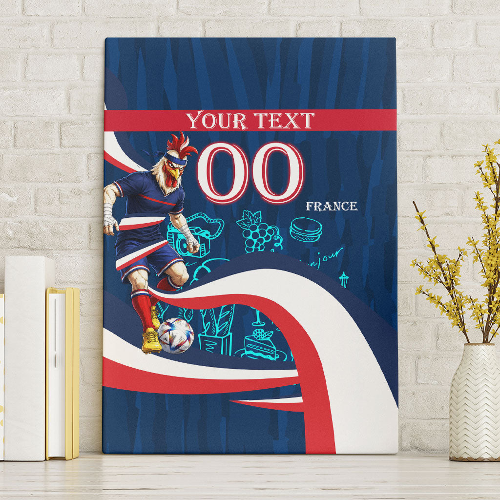 Personalized France Gallic Rooster Football Canvas Wall Art Rooster Mascot French Culture Doodle