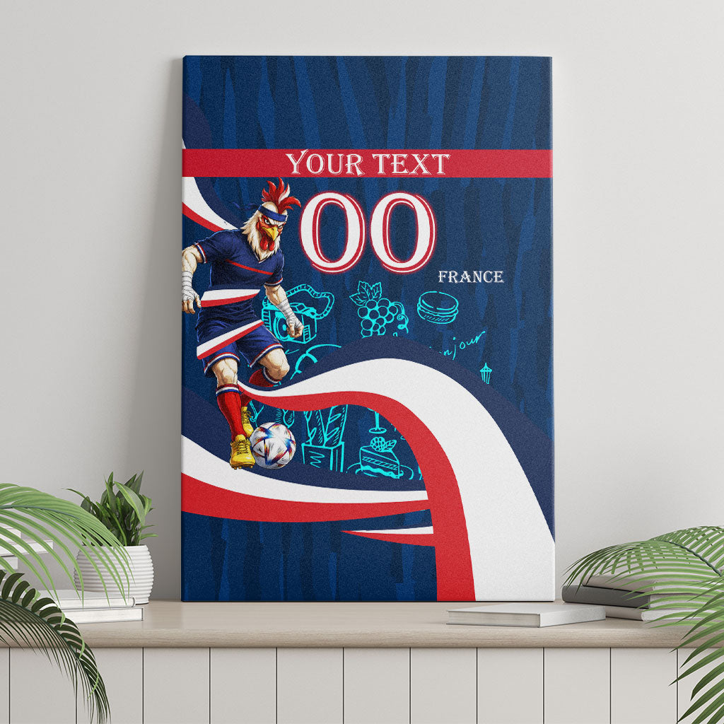 Personalized France Gallic Rooster Football Canvas Wall Art Rooster Mascot French Culture Doodle