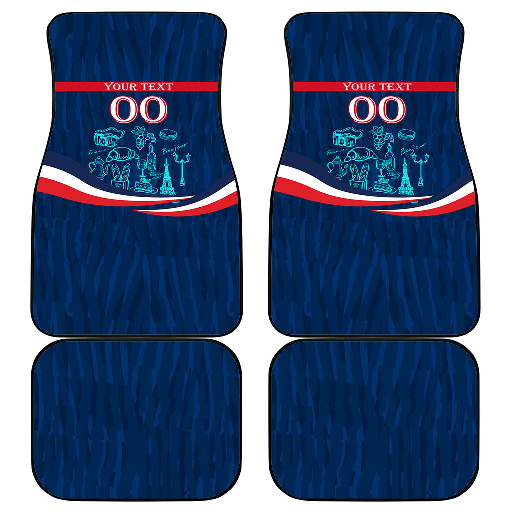 Personalized France Gallic Rooster Football Car Mats Rooster Mascot French Culture Doodle
