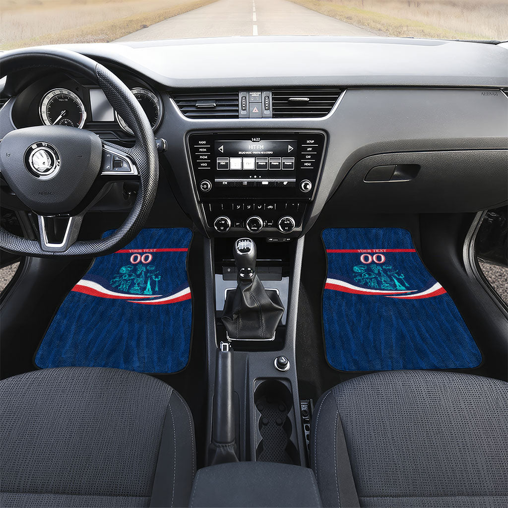 Personalized France Gallic Rooster Football Car Mats Rooster Mascot French Culture Doodle