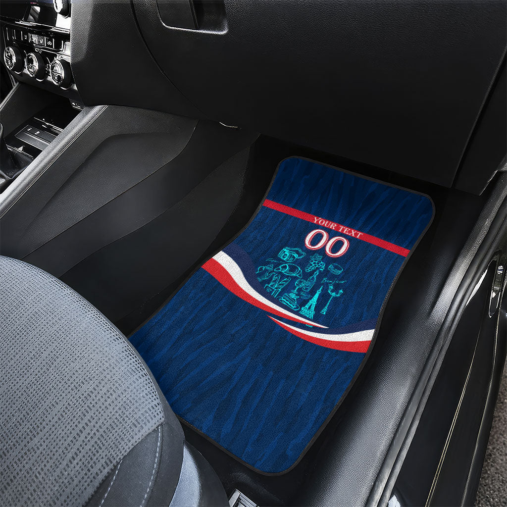 Personalized France Gallic Rooster Football Car Mats Rooster Mascot French Culture Doodle