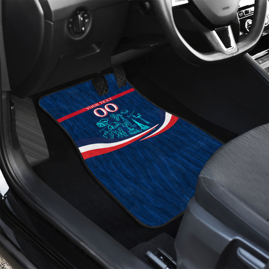 Personalized France Gallic Rooster Football Car Mats Rooster Mascot French Culture Doodle