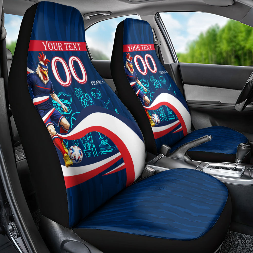 Personalized France Gallic Rooster Football Car Seat Cover Rooster Mascot French Culture Doodle