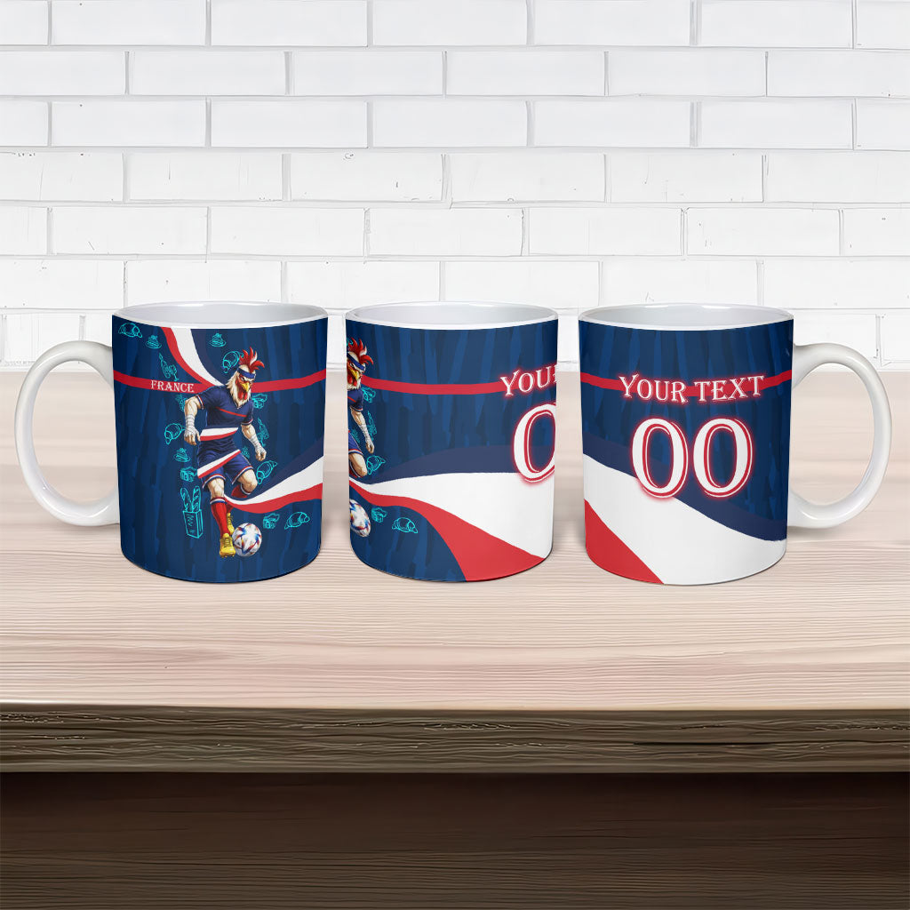 Personalized France Gallic Rooster Football Ceramic Mug Rooster Mascot French Culture Doodle