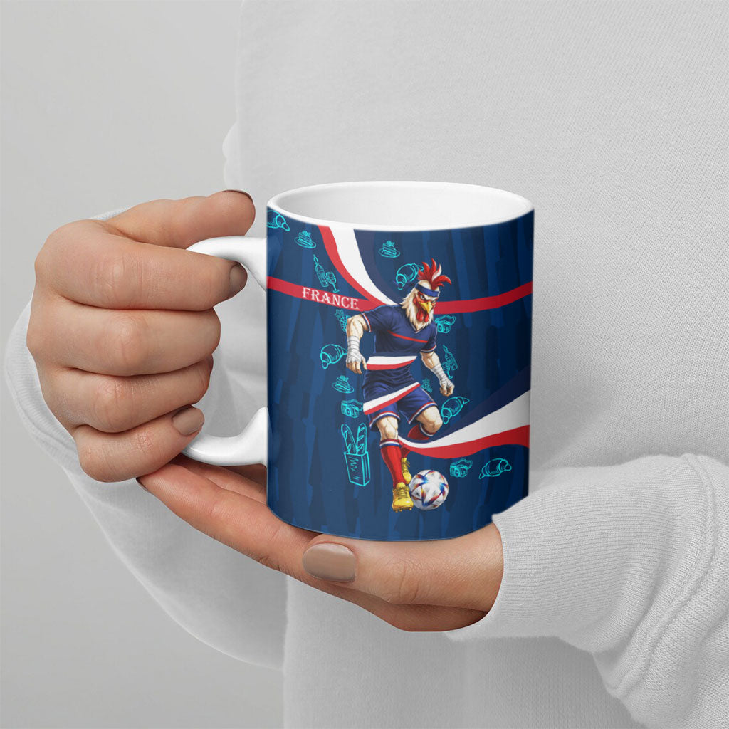 Personalized France Gallic Rooster Football Ceramic Mug Rooster Mascot French Culture Doodle