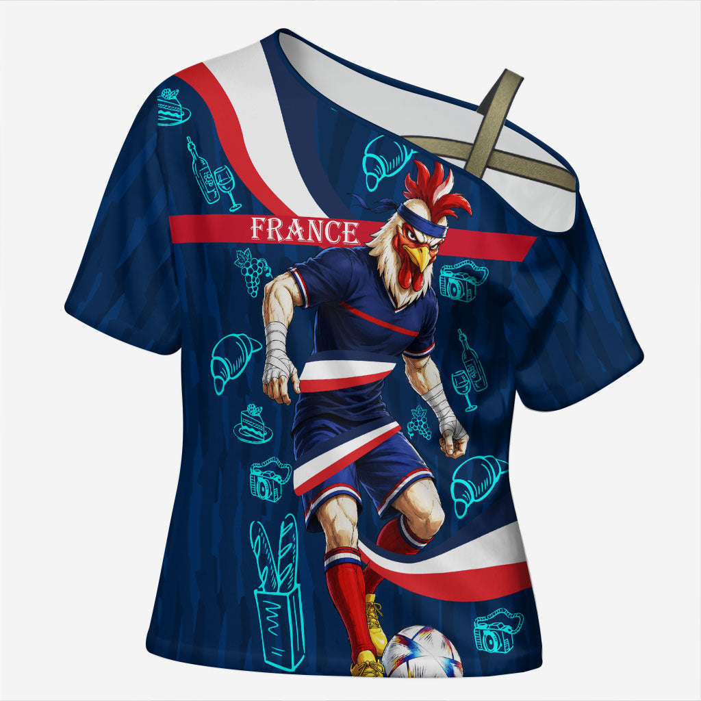 Personalized France Gallic Rooster Football Cross Shoulder Shirt Rooster Mascot French Culture Doodle