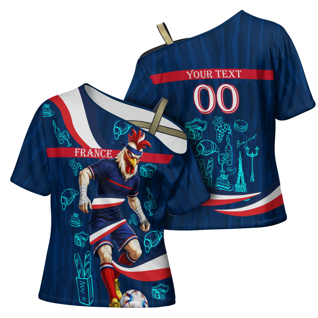 Personalized France Gallic Rooster Football Cross Shoulder Shirt Rooster Mascot French Culture Doodle