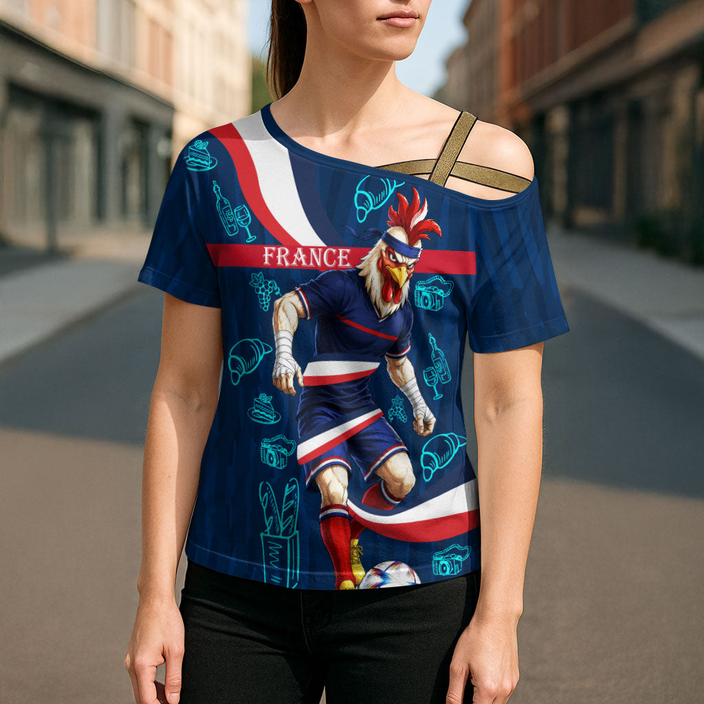 Personalized France Gallic Rooster Football Cross Shoulder Shirt Rooster Mascot French Culture Doodle