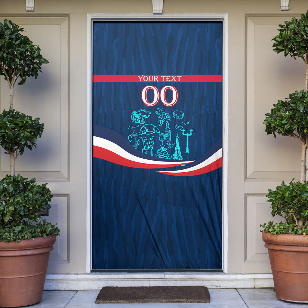 Personalized France Gallic Rooster Football Door Cover Rooster Mascot French Culture Doodle