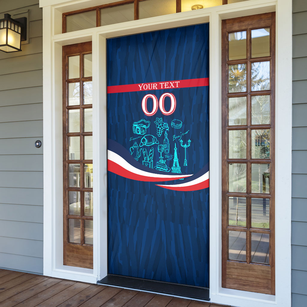 Personalized France Gallic Rooster Football Door Cover Rooster Mascot French Culture Doodle