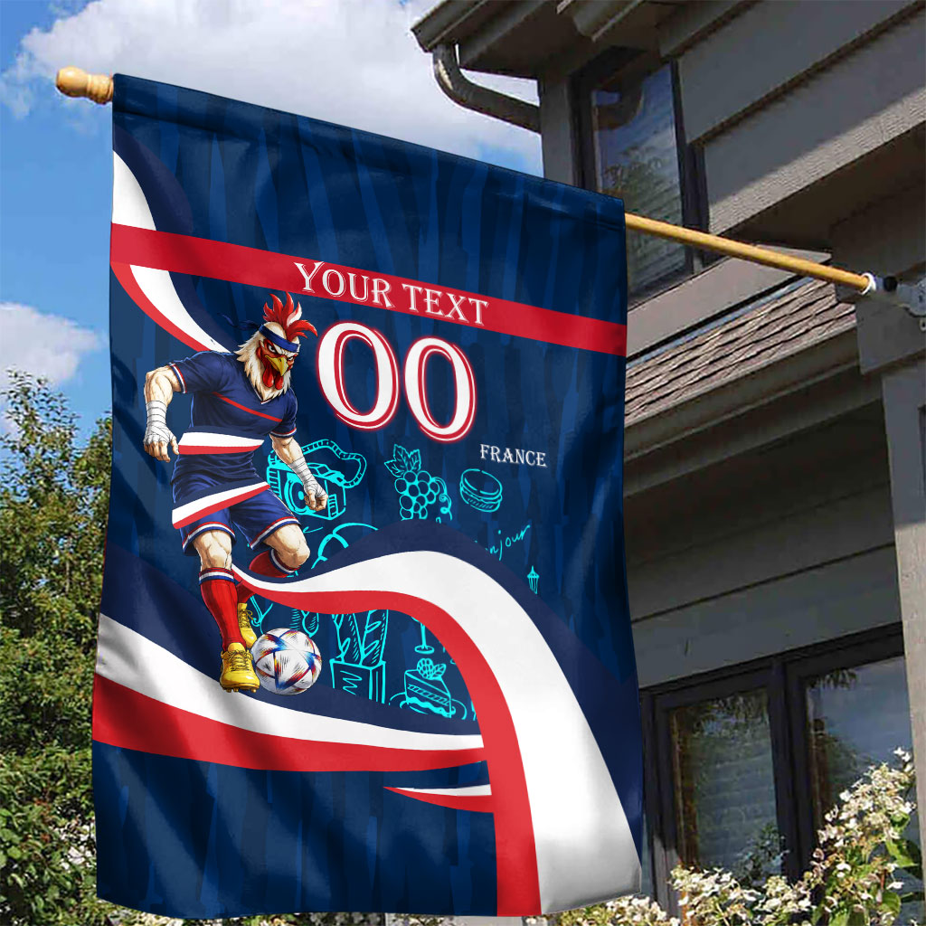 Personalized France Gallic Rooster Football Garden Flag Rooster Mascot French Culture Doodle