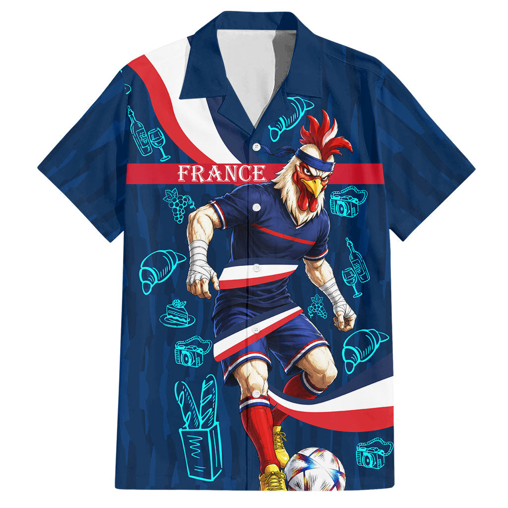 Personalized France Gallic Rooster Football Hawaiian Shirt Rooster Mascot French Culture Doodle