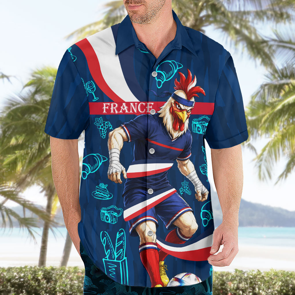 Personalized France Gallic Rooster Football Hawaiian Shirt Rooster Mascot French Culture Doodle