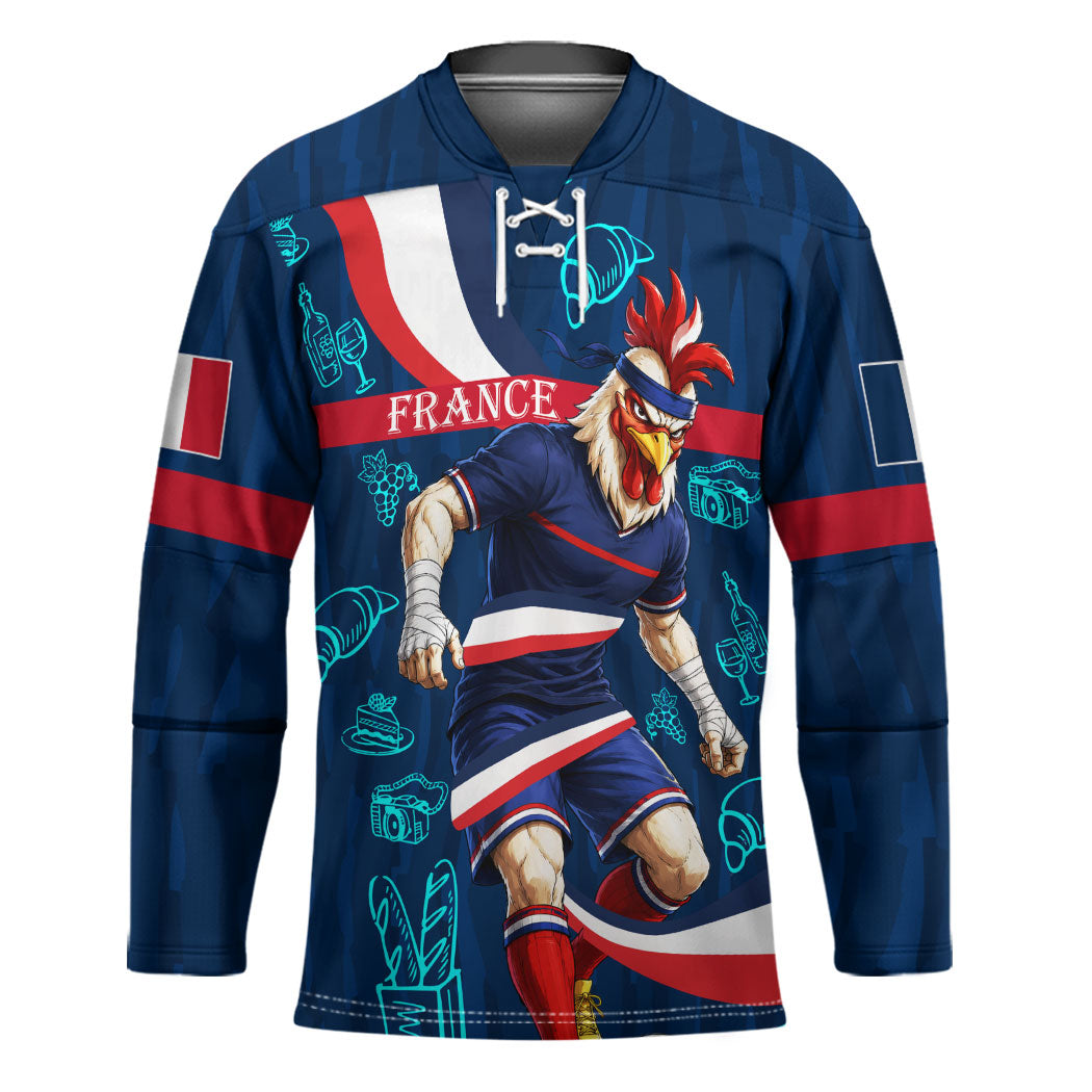 Personalized France Gallic Rooster Football Hockey Jersey Rooster Mascot French Culture Doodle