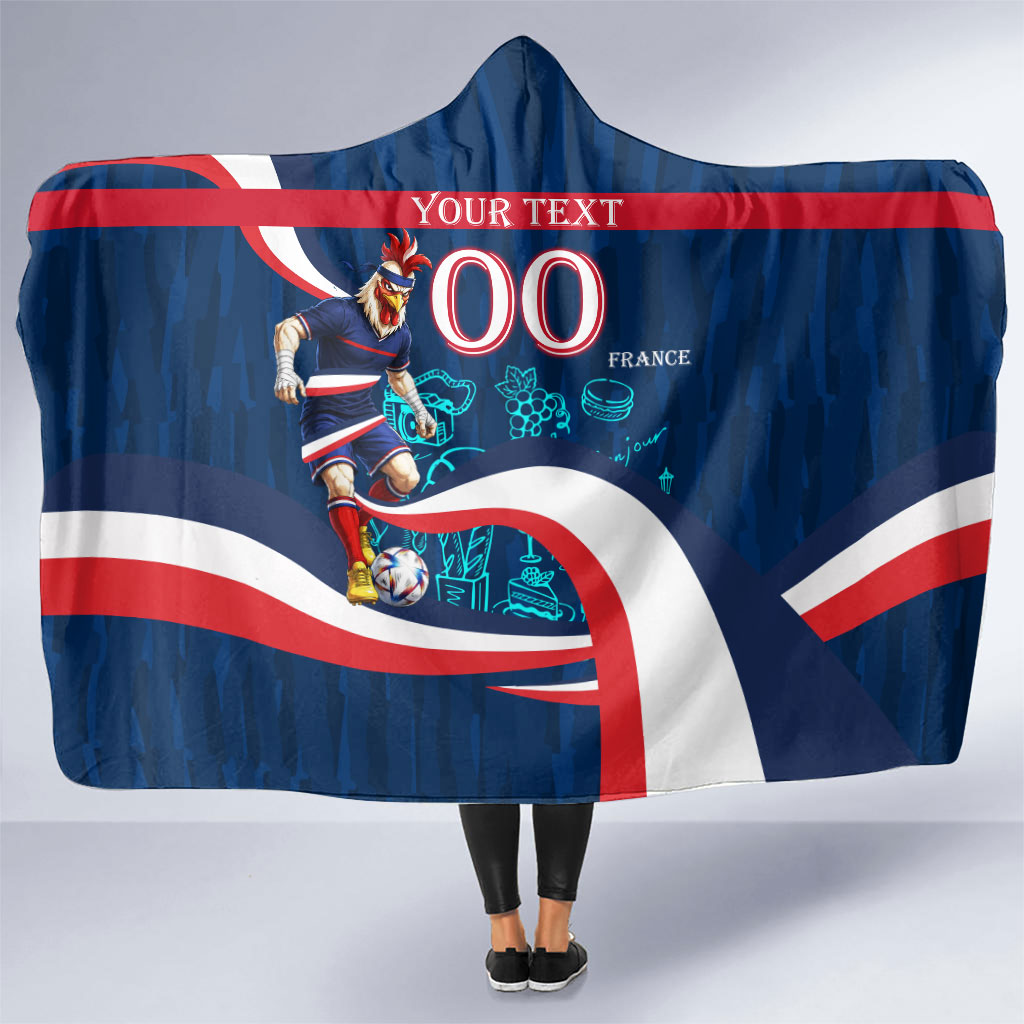 Personalized France Gallic Rooster Football Hooded Blanket Rooster Mascot French Culture Doodle