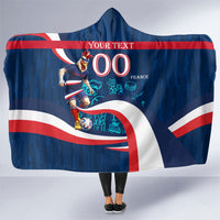 Personalized France Gallic Rooster Football Hooded Blanket Rooster Mascot French Culture Doodle