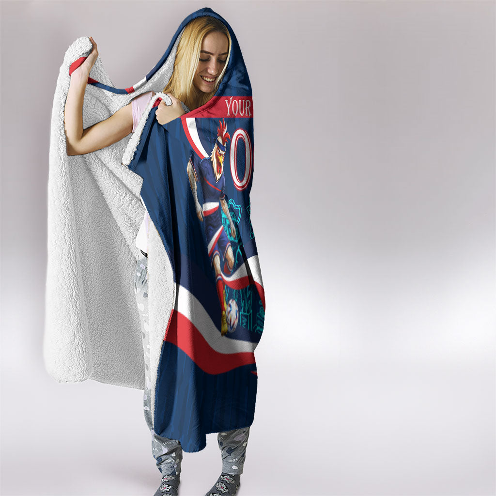 Personalized France Gallic Rooster Football Hooded Blanket Rooster Mascot French Culture Doodle