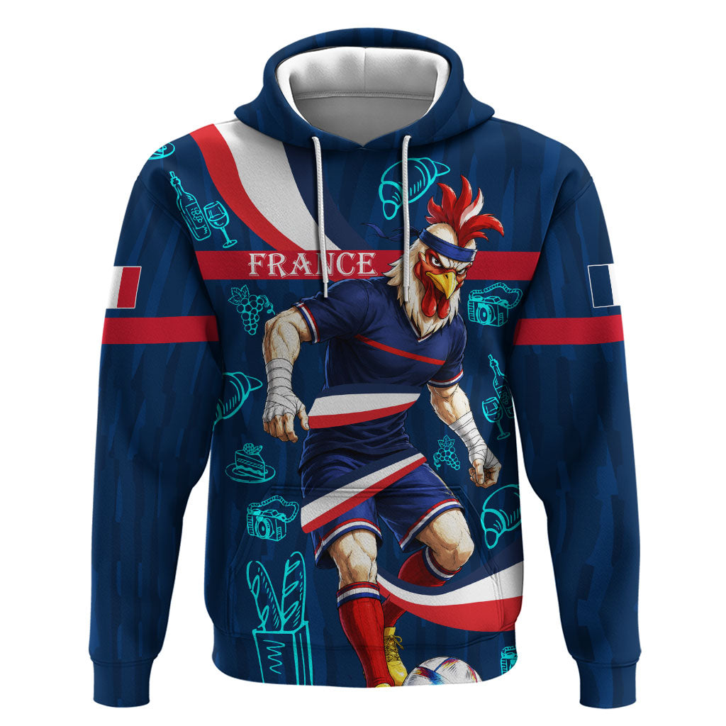 Personalized France Gallic Rooster Football Hoodie Rooster Mascot French Culture Doodle