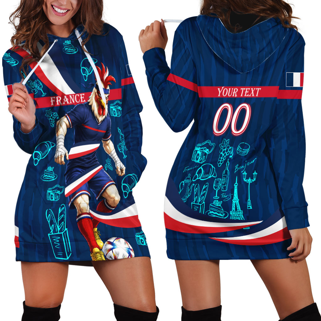 Personalized France Gallic Rooster Football Hoodie Dress Rooster Mascot French Culture Doodle