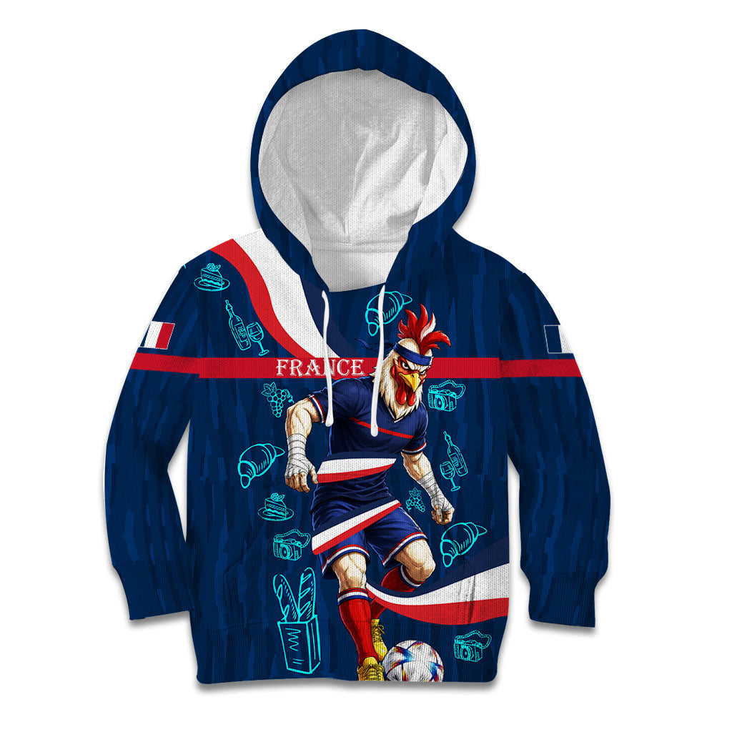 Personalized France Gallic Rooster Football Kid Hoodie Rooster Mascot French Culture Doodle