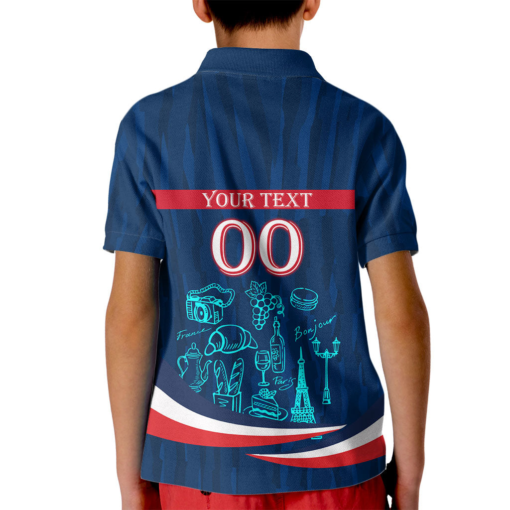 Personalized France Gallic Rooster Football Kid Polo Shirt Rooster Mascot French Culture Doodle